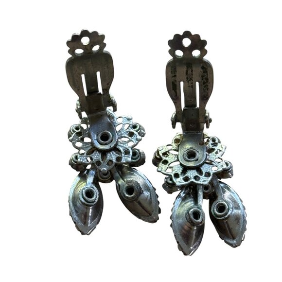 Black Crystal Bunny Clip-On Earrings With AB Crystal Aurora Borealis - Picture 4 of 5